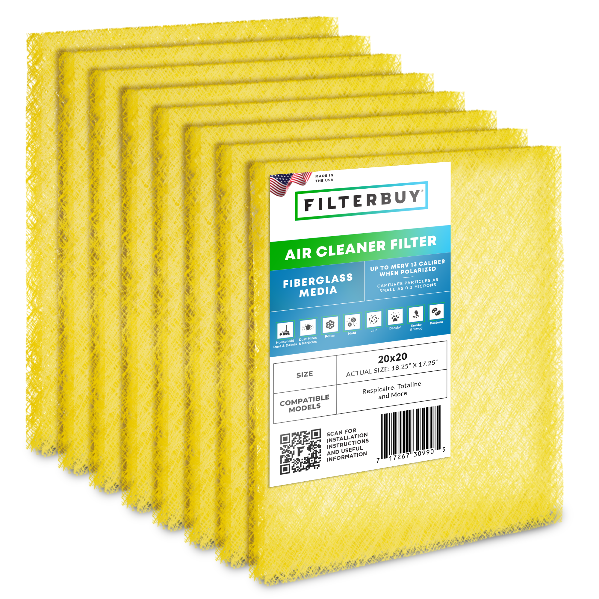 20x20 Air Cleaner Replacement Pads MERV 13 (4-Pack)