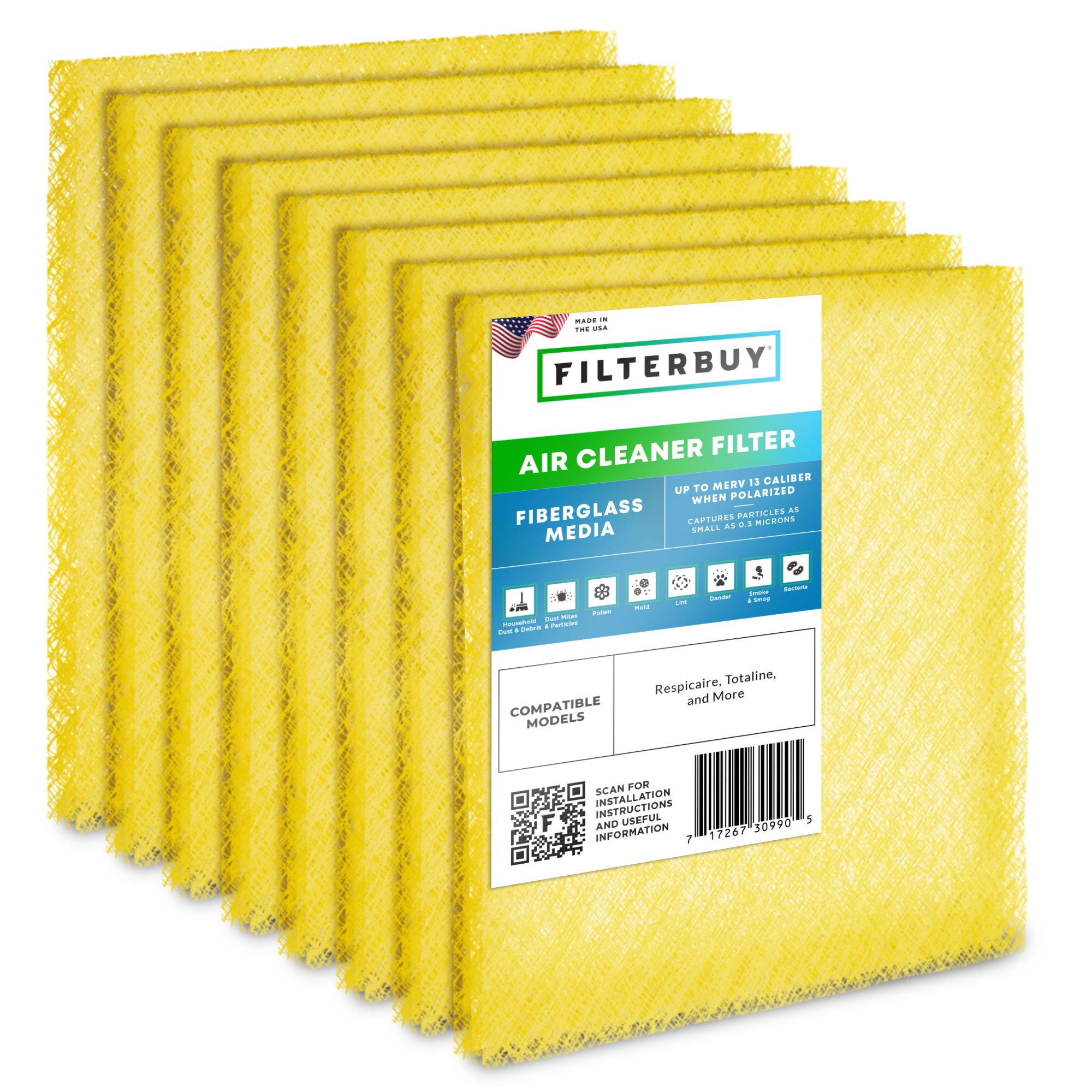 25x25 Air Cleaner Replacement Pads MERV 13 (4-Pack)